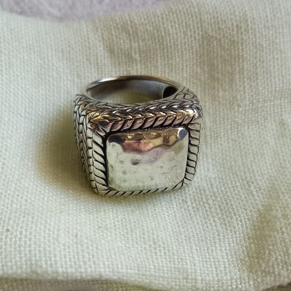 Silpada Silver Textured Square Signet with Rope Edge